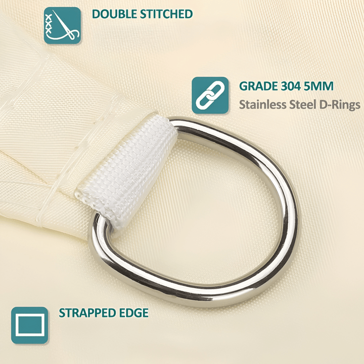 Outdoor sun sail offering waterproof UV protection for garden & patio comfort.