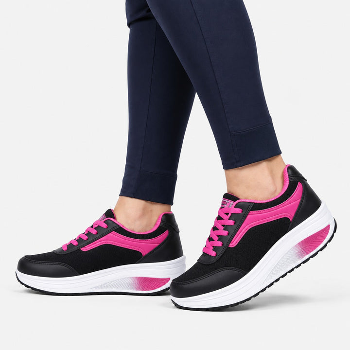 Side view of women's Wave orthopedic walking shoes, showcasing cushioned sole & supportive design.