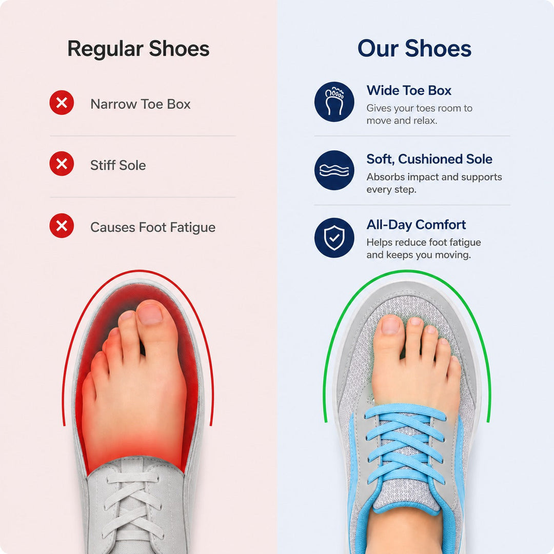Women's Wave orthopedic walking shoes with wide toe box, perfect for cushioned comfort & daily wear.