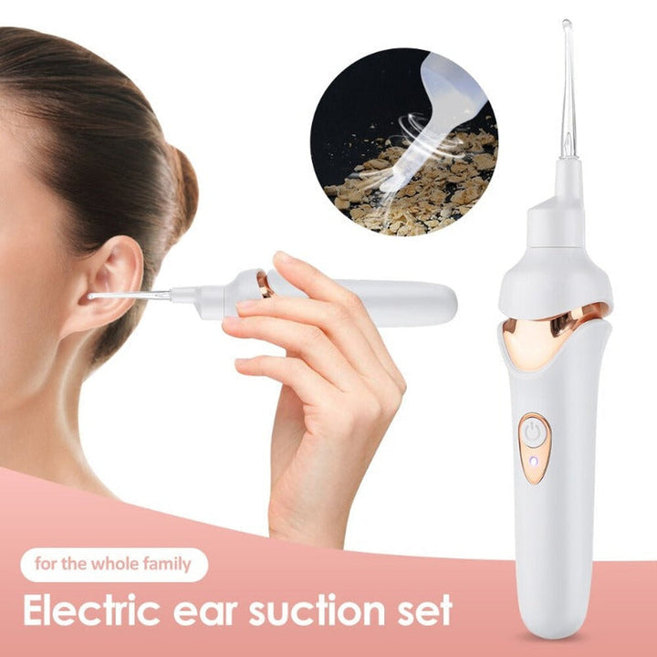 Ergonomic unisex earwax vacuum cleaner, rechargeable for convenient, gentle ear hygiene.