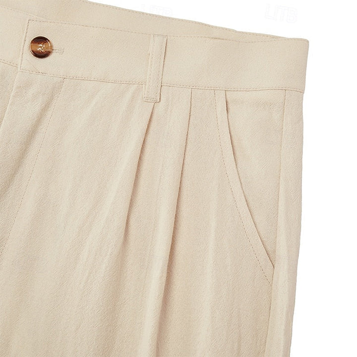 Man wearing relaxed fit summer trousers, showcasing lightweight and breathable casual style.