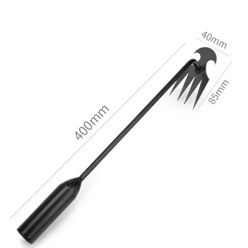 Ergonomic garden weed removal claw tool, perfect for precise lawn care.
