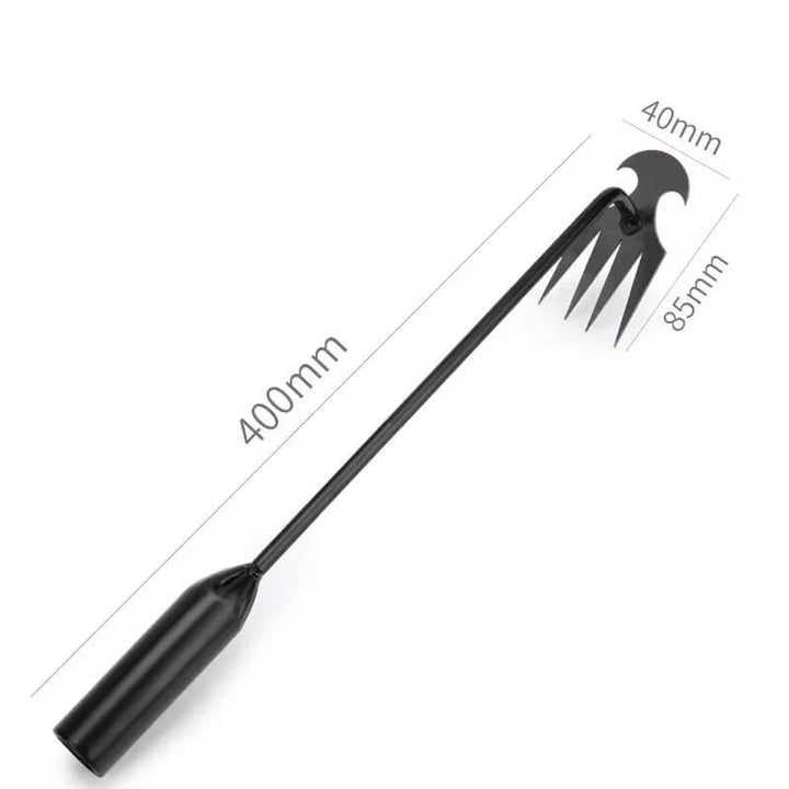 Ergonomic garden weed removal claw tool, perfect for precise lawn care.