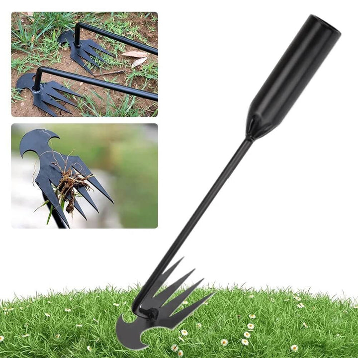 Manganese steel hand weeder tool, an ergonomic solution for garden weed removal.