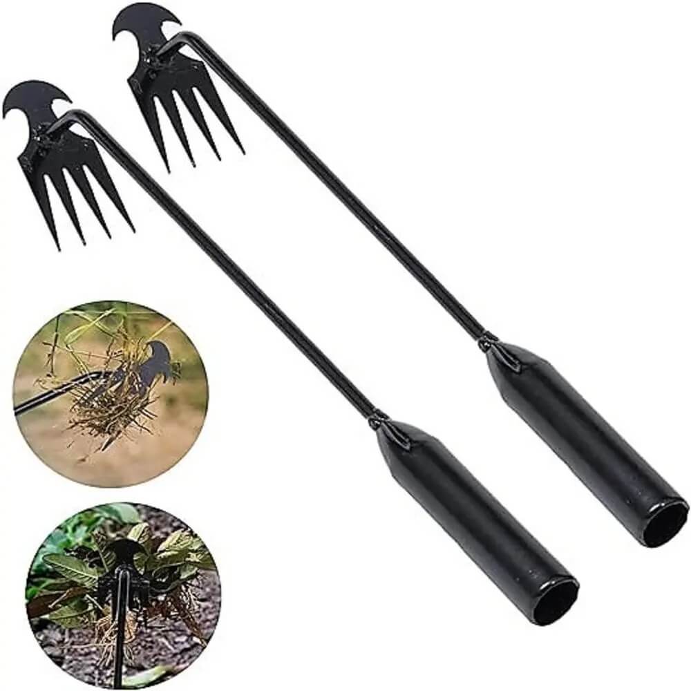 Outdoor gardening tool: handheld weed removal claw for effective lawn maintenance.