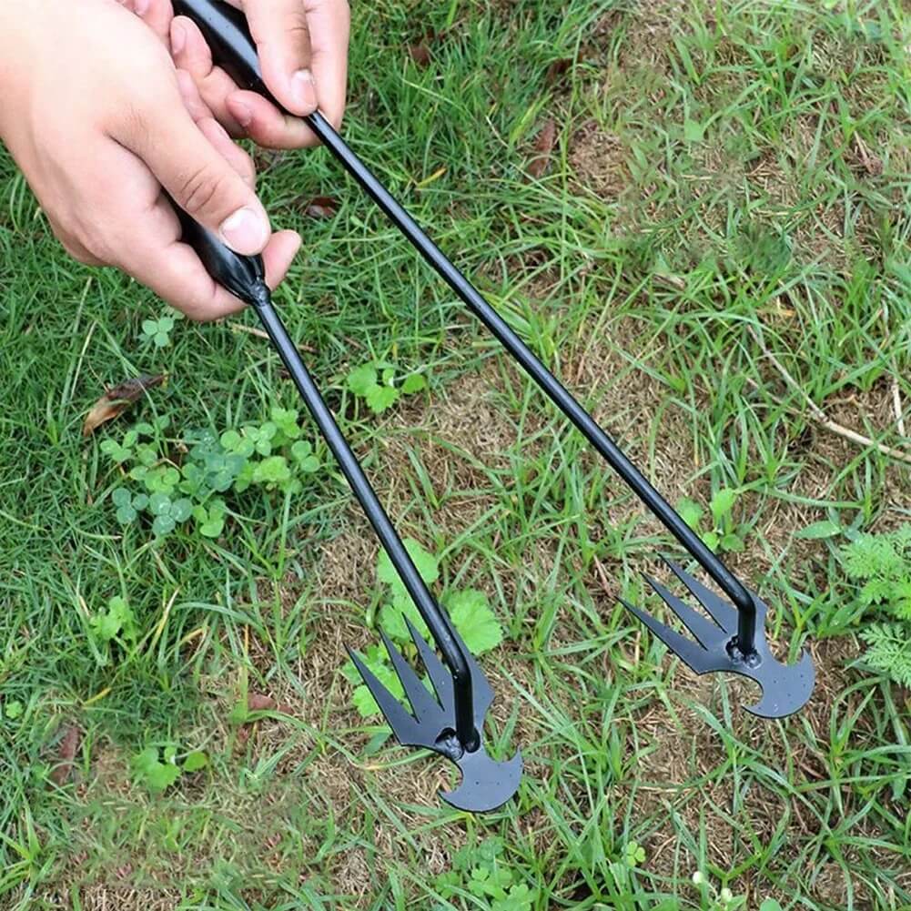 Efficient weed removal claw tool, an ergonomic garden hand weeder for all gardeners.