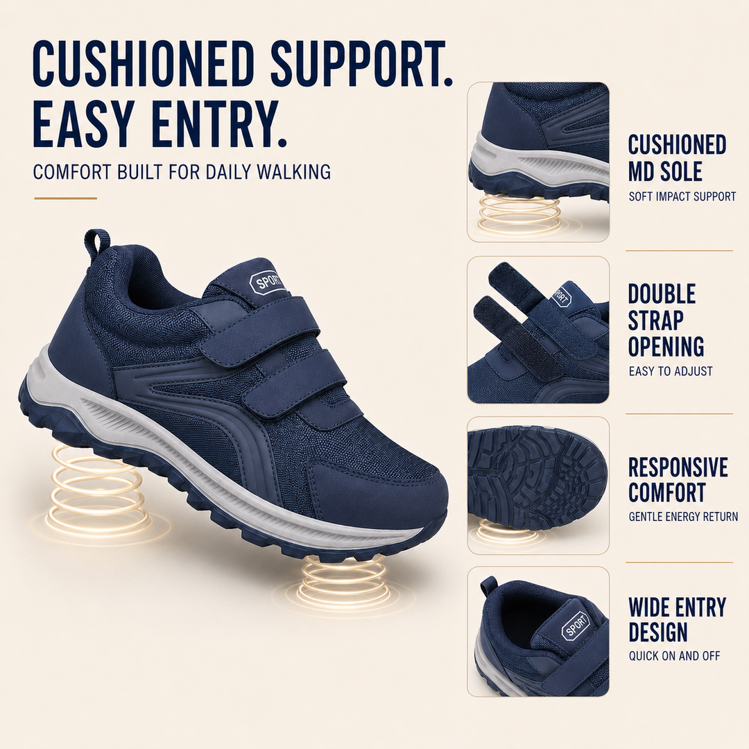 Men's comfort footwear: wide-fit walking shoes for sensitive feet. Adjustable straps provide excellent foot support.