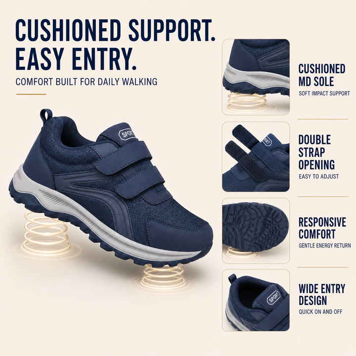 Men's comfort footwear: wide-fit walking shoes for sensitive feet. Adjustable straps provide excellent foot support.