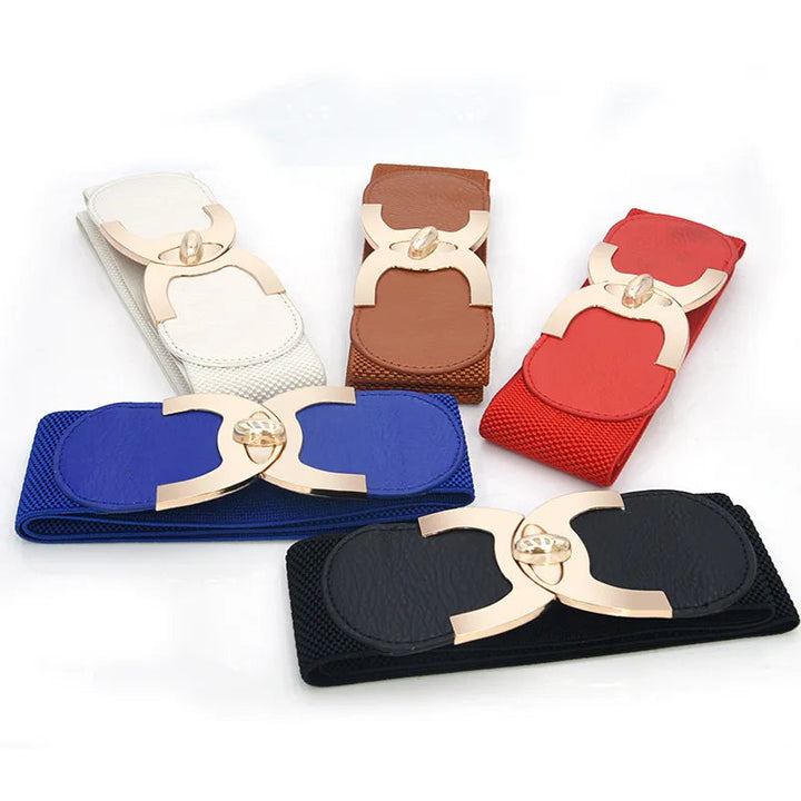 Versatile Women's Wide Parisian Chic Belt, an essential elastic waist accessory made from durable PU leather.