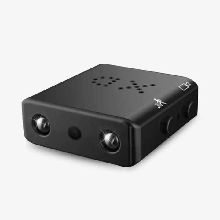 Micro HD WiFi security camera with audio for discreet home surveillance & remote monitoring.