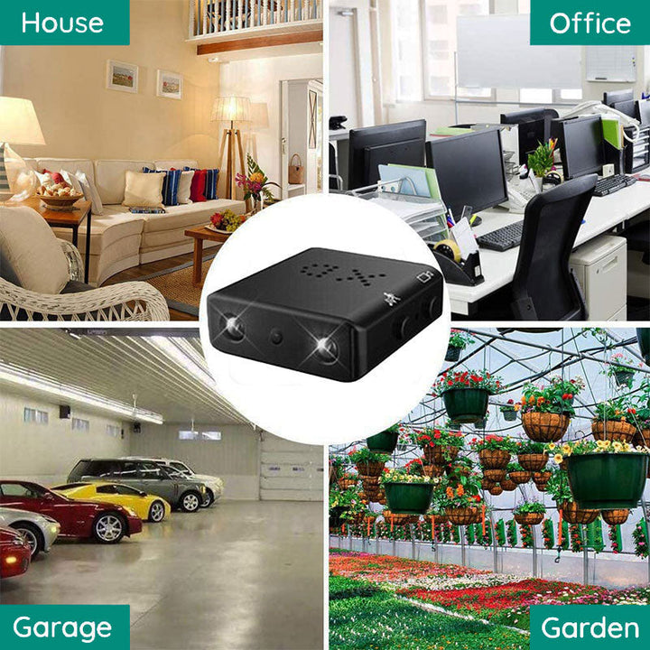 HD 1080p micro WiFi security camera, capturing clear video & audio for home or office monitoring.