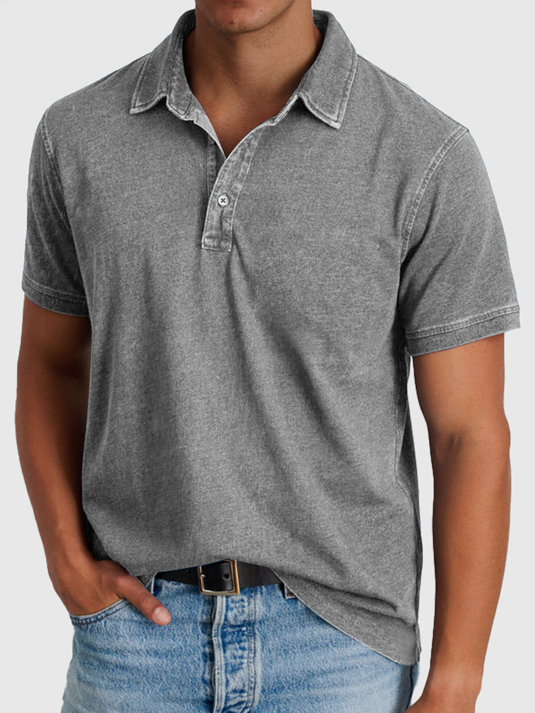 Men's collared short sleeve polo shirt, regular fit, ideal for everyday casual wear and comfort.