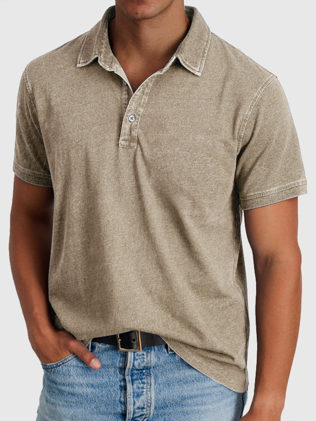 Men's regular fit collared short sleeve polo, perfect for casual summer outfits & comfort.