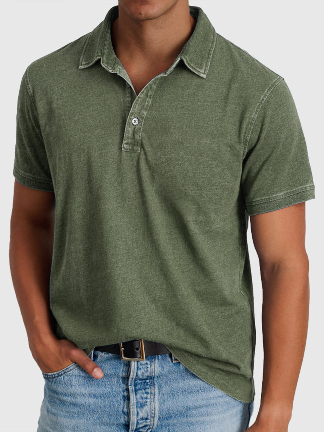 Classic men's casual short sleeve polo shirt, regular fit, offering comfort & timeless style.