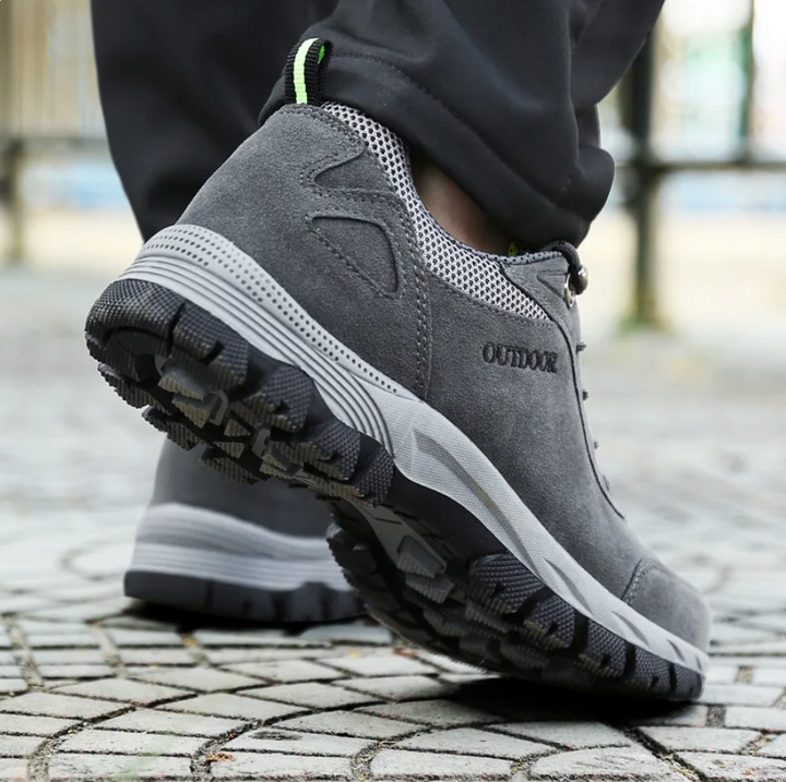 Sturdy men's orthopedic hiking shoes, providing durable support & all-day comfort for active men on trails.