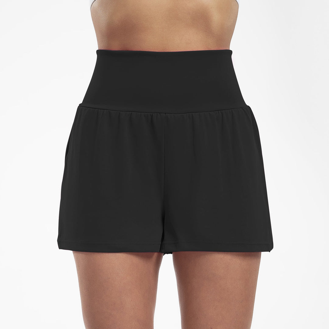 Stylish women's high waist flowy bike shorts, essential for activewear and casual elegance.