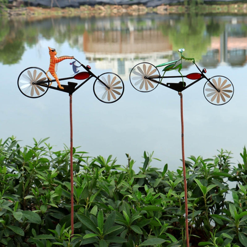 Durable whimsical garden windmill spinner. Stainless steel kinetic outdoor decoration, charming lawn & patio accent.