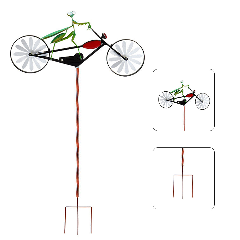 Delightful whimsical garden windmill spinner. Stainless steel kinetic yard art, an ideal outdoor lawn ornament.