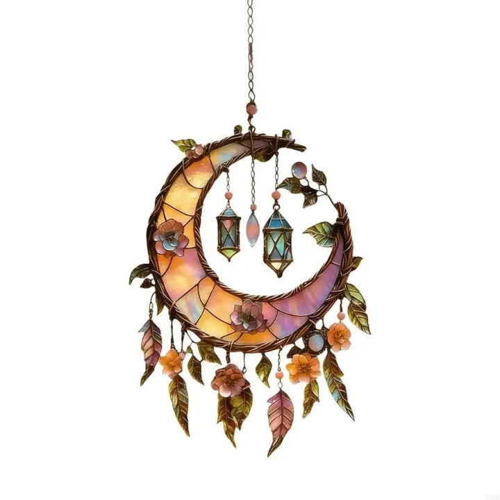 Unique acrylic sun catcher featuring a celestial moon & Highland cattle. Perfect magical window decoration & home accent.