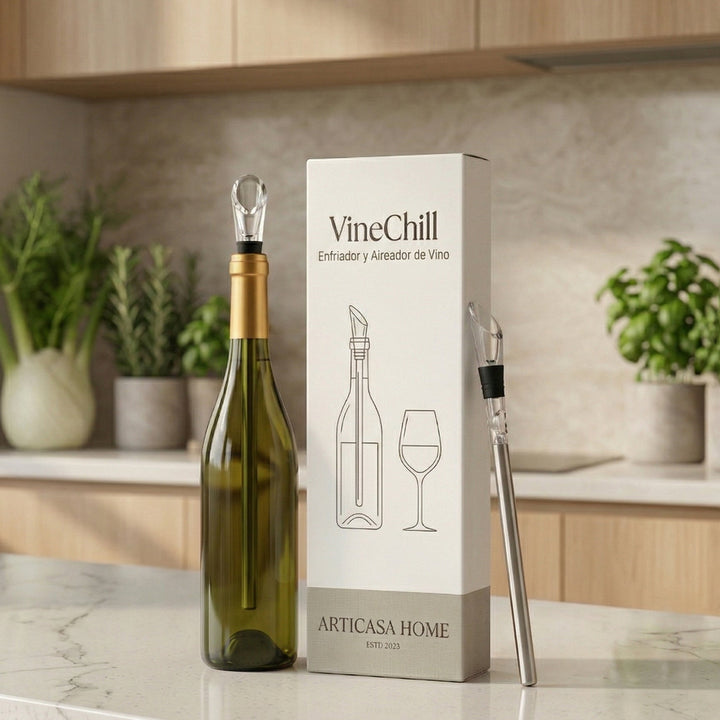 Innovative wine cooler stick and aerator. Keeps your favorite wine at optimal temperature.