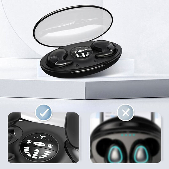Wireless sleep earbuds: mini, invisible design for ultimate comfort & noise reduction. Unisex Bluetooth headphones.