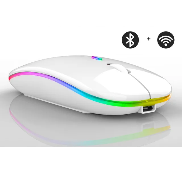 Colorful LED wireless mouse, rechargeable & portable. Enhance your office or gaming setup.