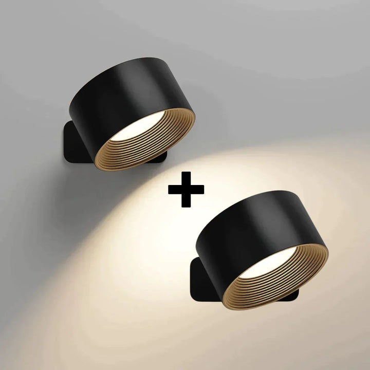 Wireless LED wall light with touch control & 360° rotation for versatile home lighting.