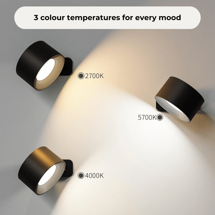 Versatile wireless LED wall light with magnetic mount, 360° rotation & touch control for any room.