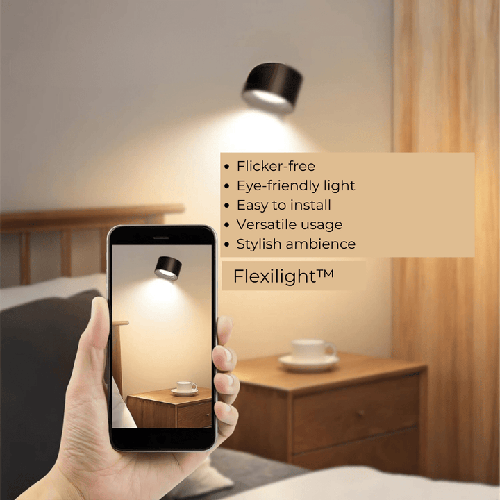 Sleek modern wireless LED wall light, touch activated, 360° rotatable, ideal for contemporary homes.