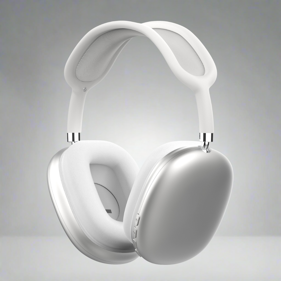 Wireless noise cancelling over-ear headphones with deep bass and Bluetooth audio.