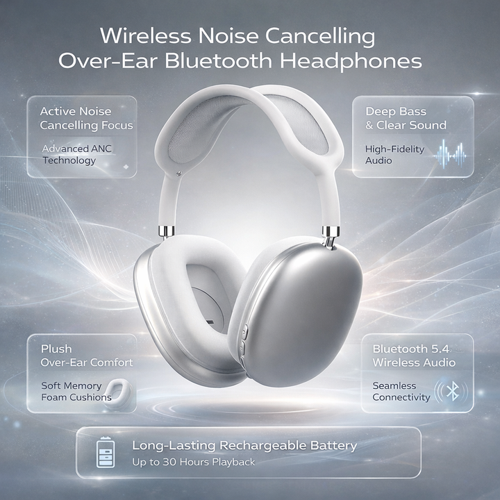 Long battery life wireless headphones, perfect for travel and daily use.