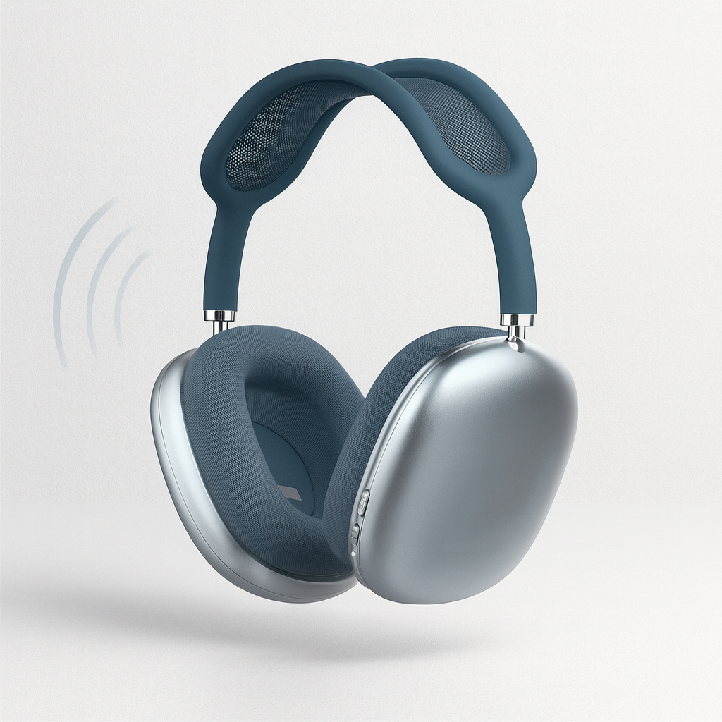 Sleek black wireless over-ear headphones delivering powerful deep bass.