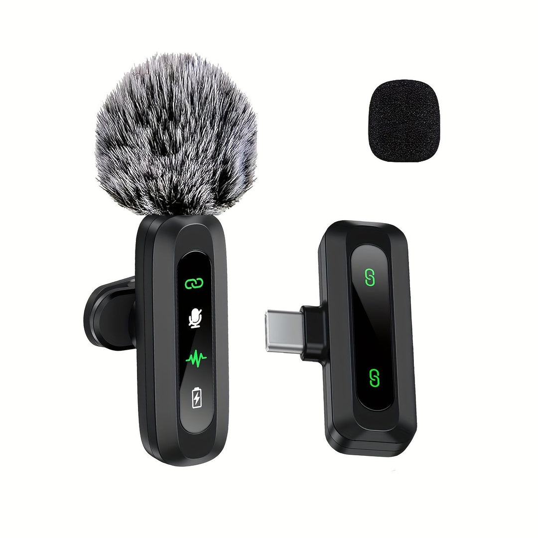 Wireless USB-C lavalier microphone for smartphone audio recording