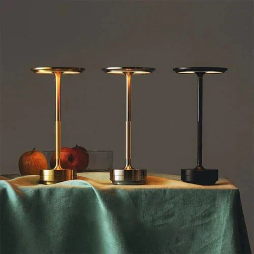 Dimmable GlowBeam table lamp, USB rechargeable for a cozy and modern ambiance.