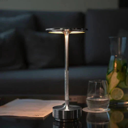 Sleek GlowBeam dimmable table lamp. Portable & elegant for any modern home decor.