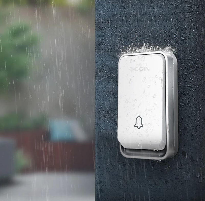Reliable home alert system: wireless, waterproof, battery-free doorbell. Easy plug-in installation.