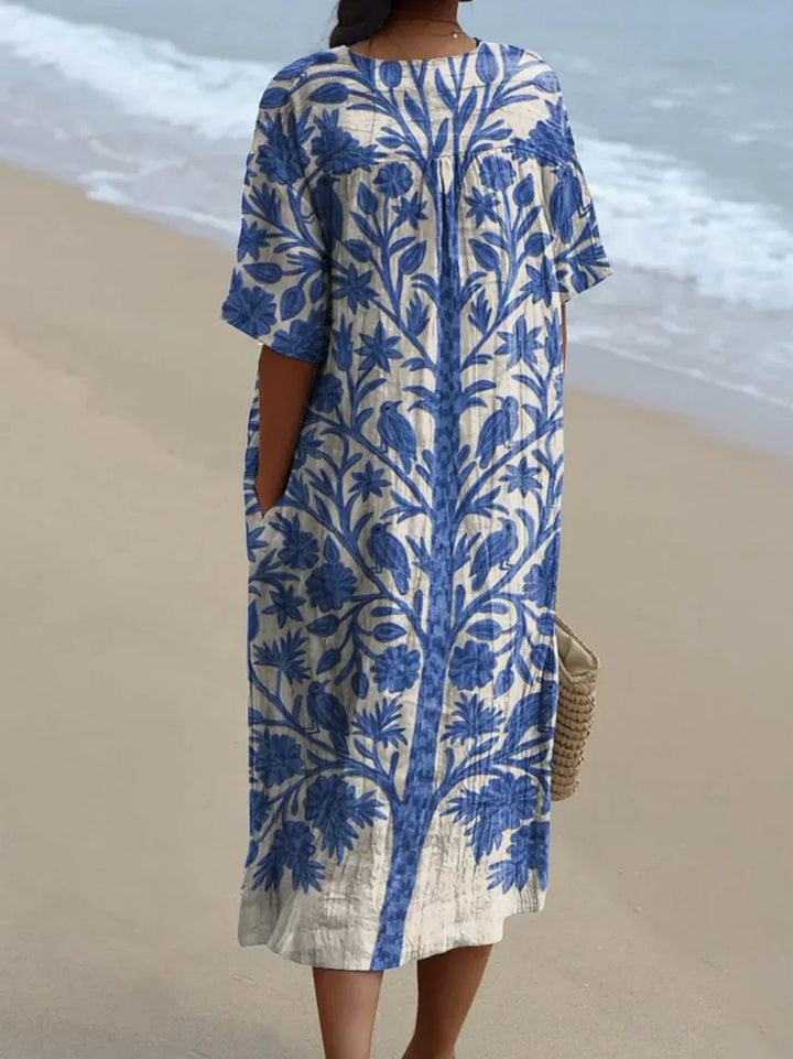Women's Blue Embroidered Dress