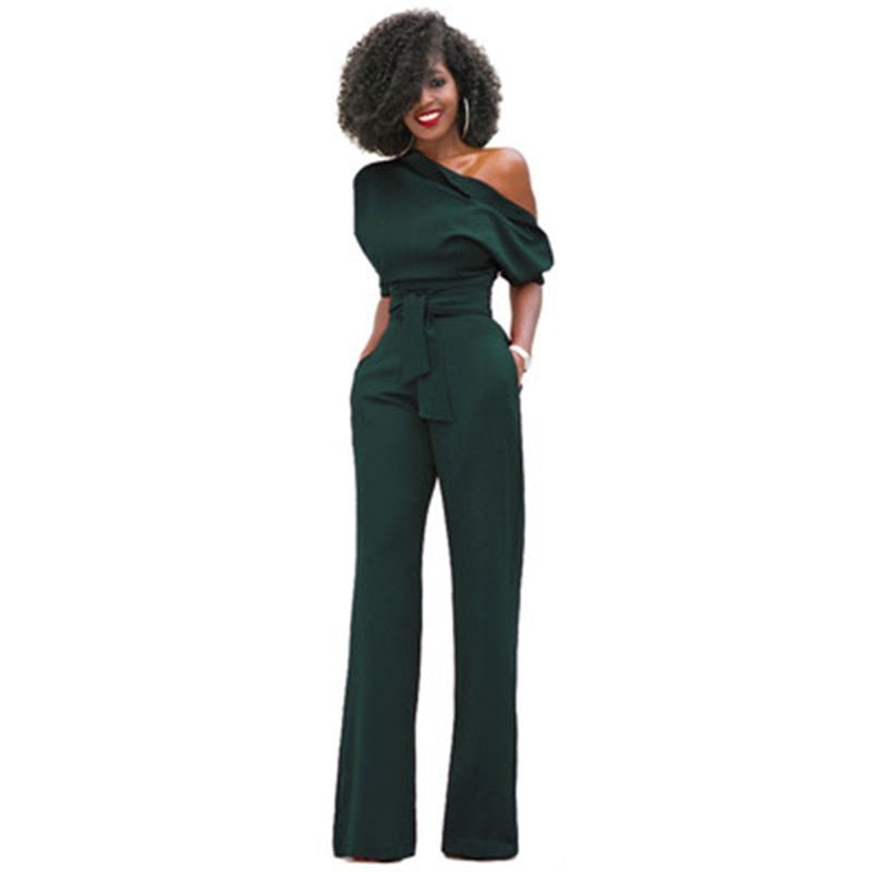 Women's One-Shoulder Wide-Leg Jumpsuit