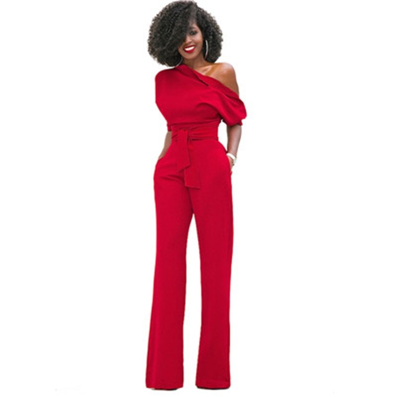 Women's One-Shoulder Wide-Leg Jumpsuit