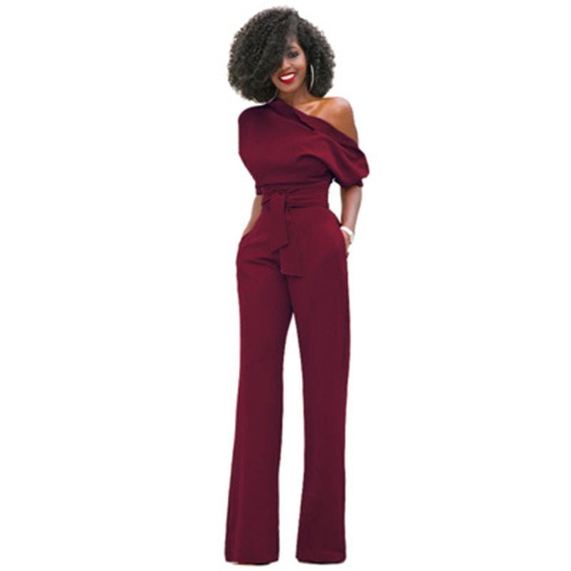 Women's One-Shoulder Wide-Leg Jumpsuit