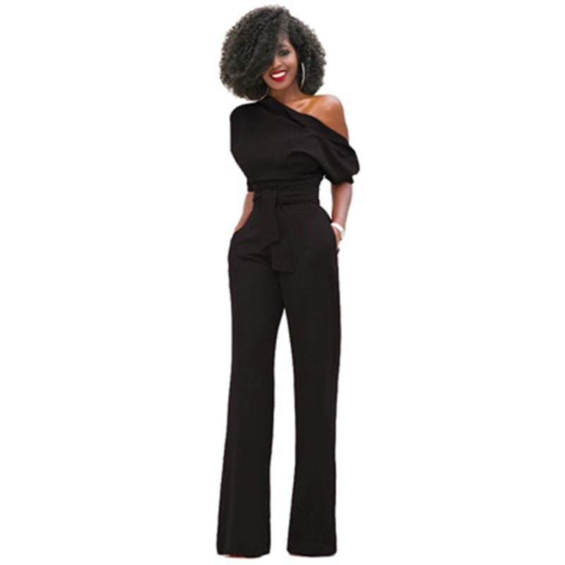 Women's One-Shoulder Wide-Leg Jumpsuit