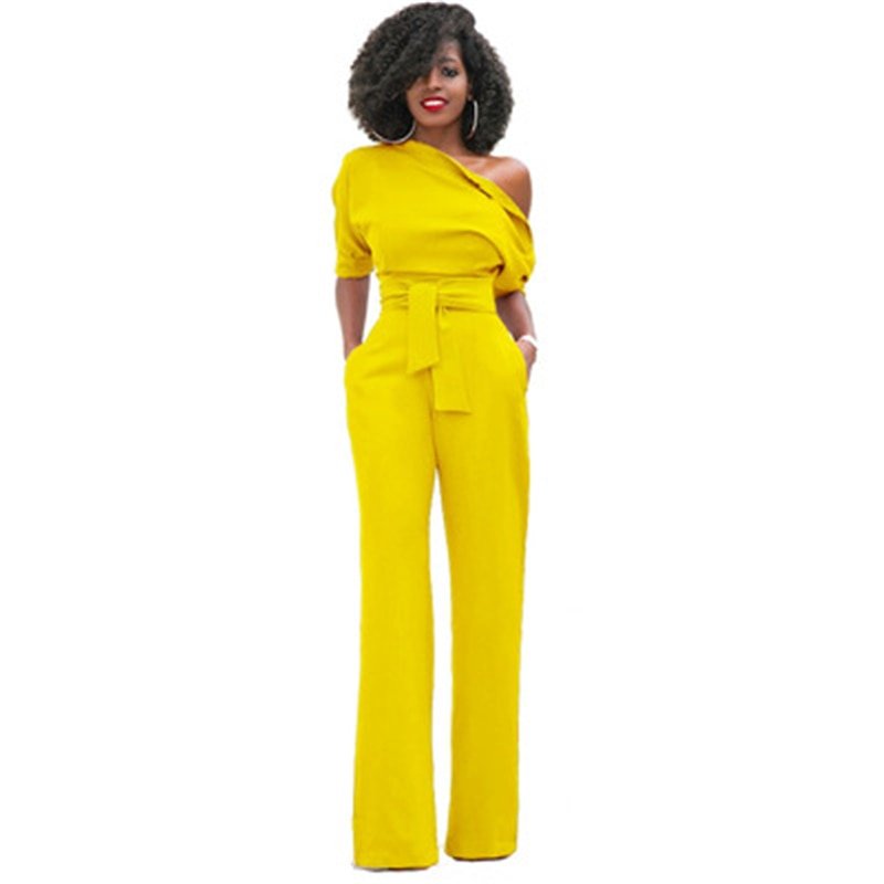 Women's One-Shoulder Wide-Leg Jumpsuit