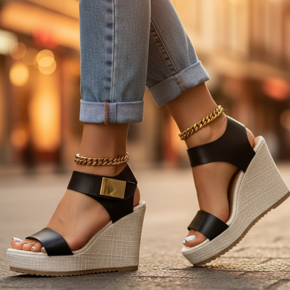 Women's comfort wedge orthopedic sandals with arch support, perfect for walking.