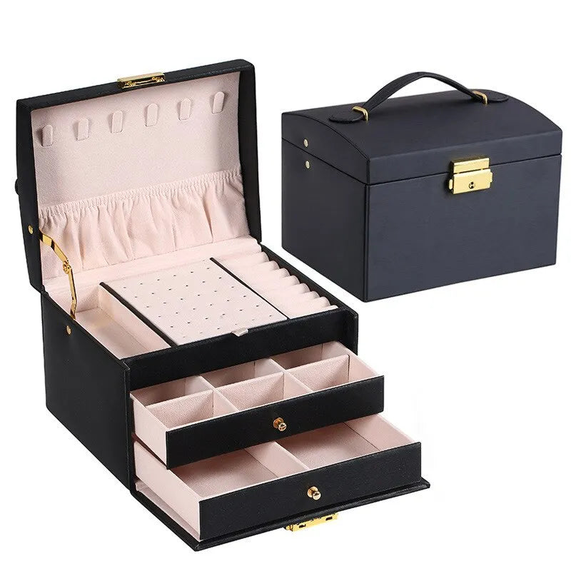 Elegant multi-layer jewelry organizer for women. Perfect gift for keeping rings, bracelets, & watches safe & tidy.