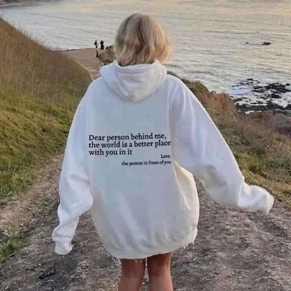 Relaxed fit "Alex" women's hoodie, a cozy, humorous graphic sweatshirt perfect for casual everyday style.