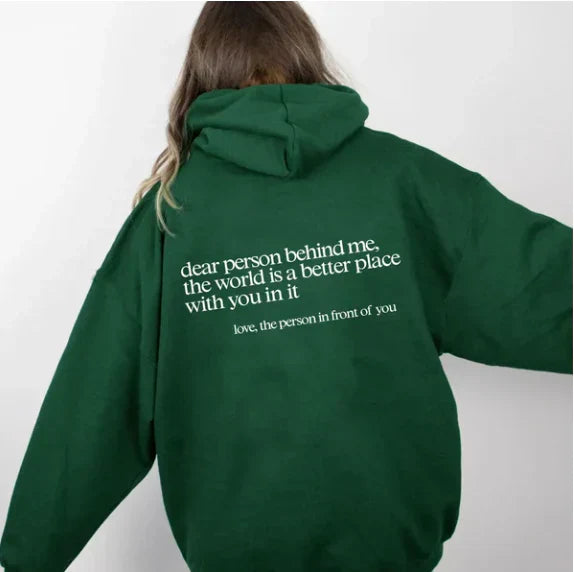Relaxed fit women's hoodie. This inspiring graphic pullover is a comfy, funny apparel statement sweatshirt.