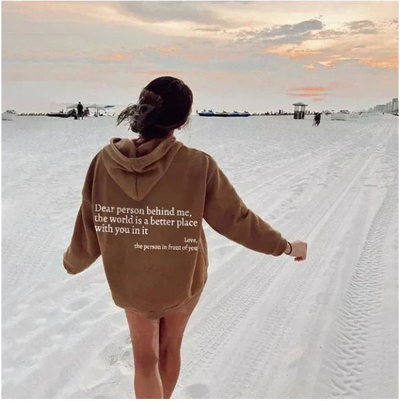Comfy women's graphic pullover. An "Alex" inspiring casual hoodie, great for everyday relaxed fit fashion.