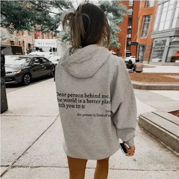 Women's everyday wear: "Alex" graphic hoodie. A funny apparel casual top, combining style with coziness.