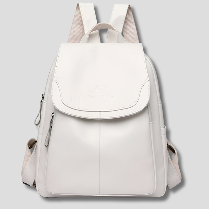 Women's anti-theft leather backpack in classic black, a stylish everyday carryall.