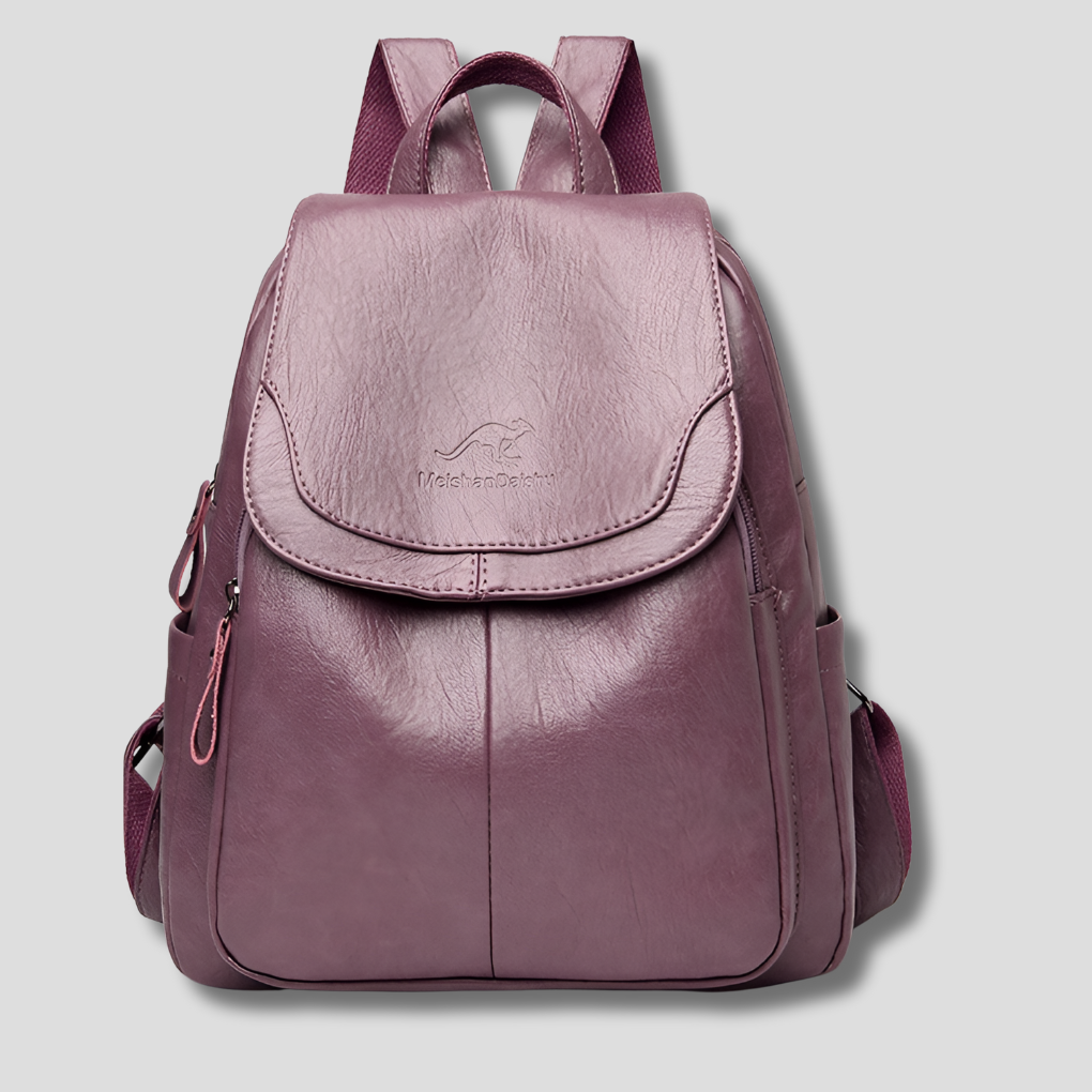 Spacious women's anti-theft leather backpack, ideal for carrying essentials in style.
